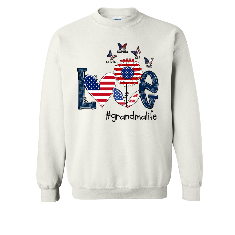 Personalized love grandma life usa butterfly Sweatshirt