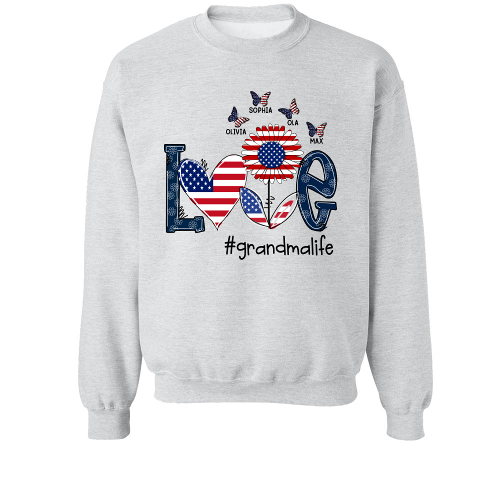 Personalized love grandma life usa butterfly Sweatshirt