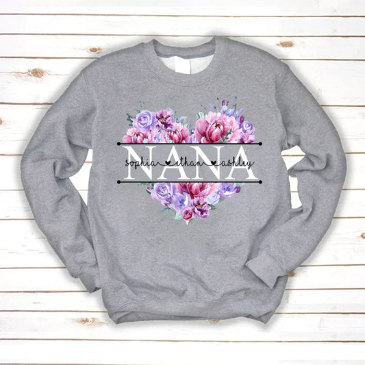 Pink Purple Flower Mimi And Grandkids CTH01 Sweatshirt
