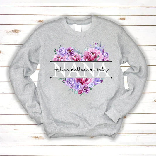 Pink Purple Flower Mimi And Grandkids CTH01 Sweatshirt