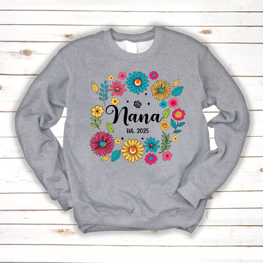 Retro Flower Nana Custom Nana And Est Year Shirt