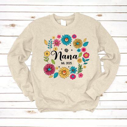 Retro Flower Nana Custom Nana And Est Year Shirt