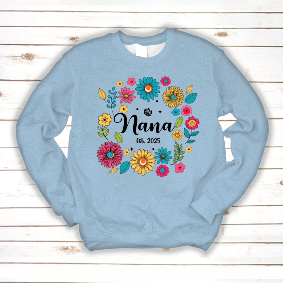 Retro Flower Nana Custom Nana And Est Year Shirt