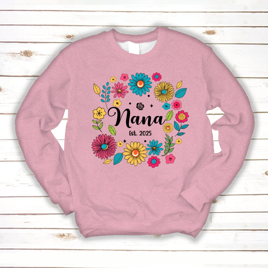 Retro Flower Nana Custom Nana And Est Year Shirt