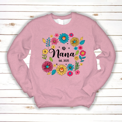 Retro Flower Nana Custom Nana And Est Year Shirt
