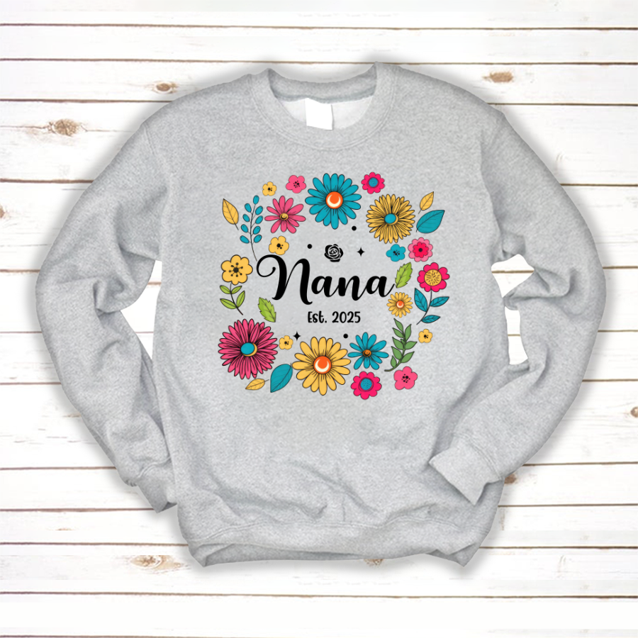 Retro Flower Nana Custom Nana And Est Year Shirt