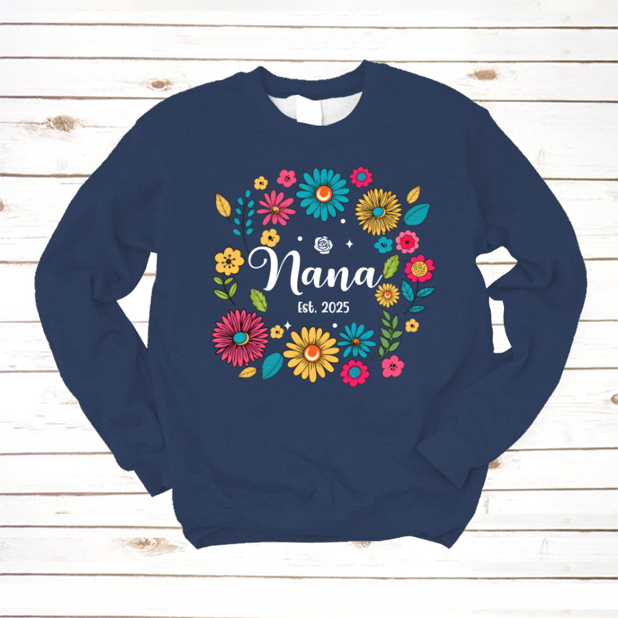 Retro Flower Nana Custom Nana And Est Year Shirt