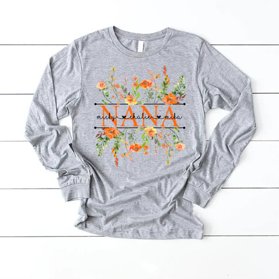 Summer Flowers Nana And Grandkids CTH01 Longsleeve