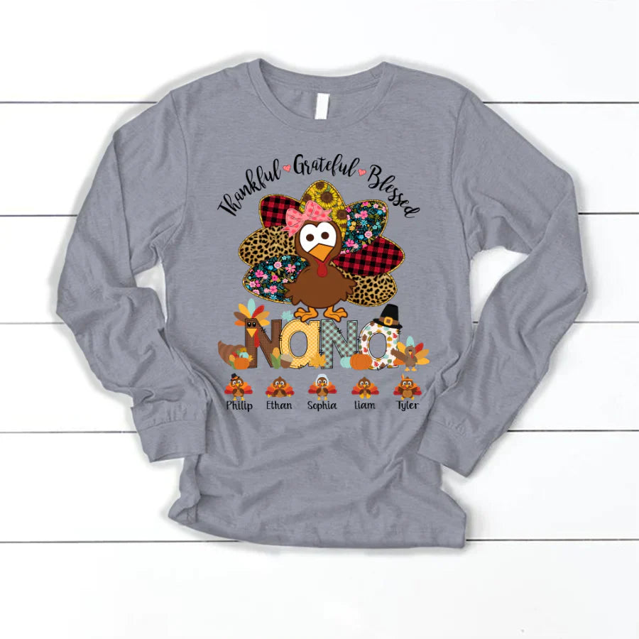 Thankful Greatful Blessed Nana Turkey 2022 Longsleeve