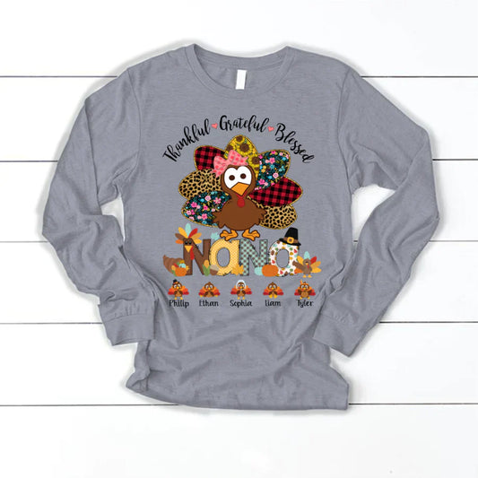 Thankful Greatful Blessed Nana Turkey 2022 Longsleeve