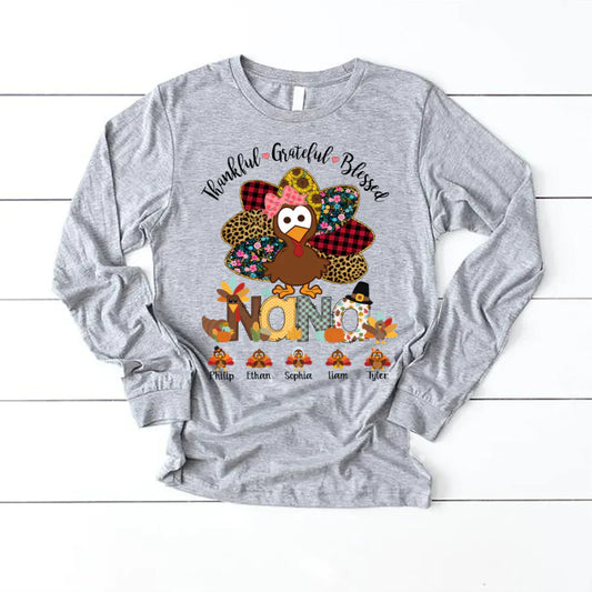 Thankful Greatful Blessed Nana Turkey 2022 Longsleeve