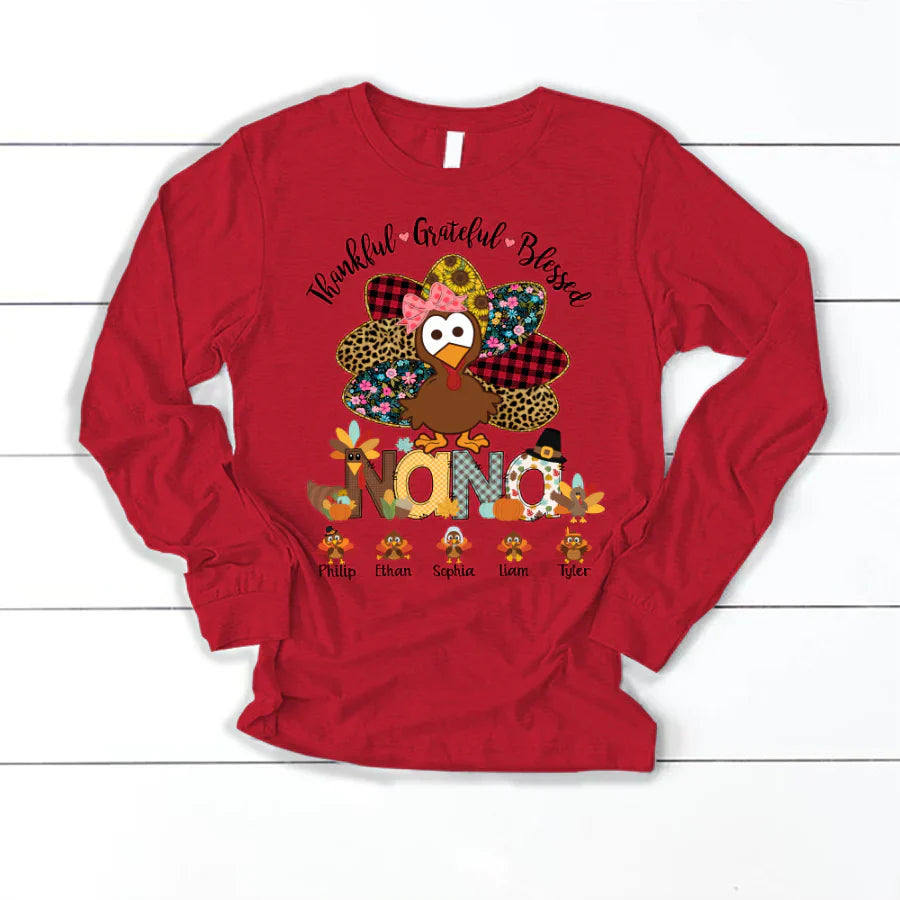 Thankful Greatful Blessed Nana Turkey 2022 Longsleeve