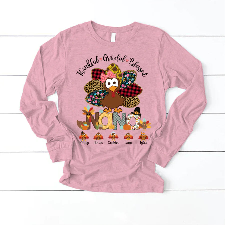 Thankful Greatful Blessed Nana Turkey 2022 Longsleeve