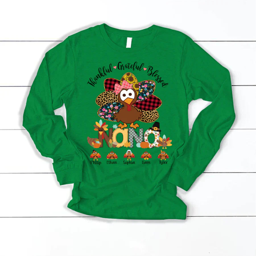 Thankful Greatful Blessed Nana Turkey 2022 Longsleeve