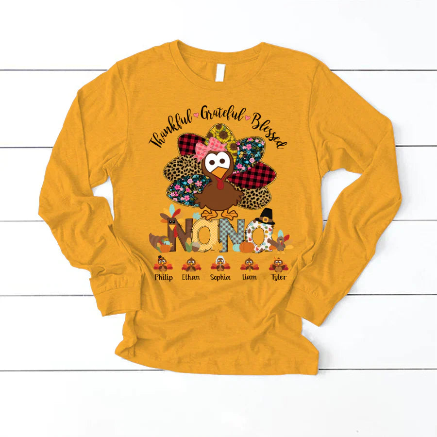 Thankful Greatful Blessed Nana Turkey 2022 Longsleeve