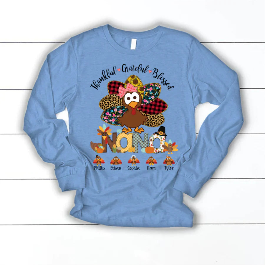 Thankful Greatful Blessed Nana Turkey 2022 Longsleeve