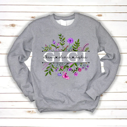 Wildflowers Gigi And Grandkids Watercolor Sweatshirt