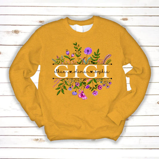 Wildflowers Gigi And Grandkids Watercolor Sweatshirt