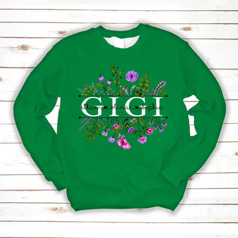Wildflowers Gigi And Grandkids Watercolor Sweatshirt