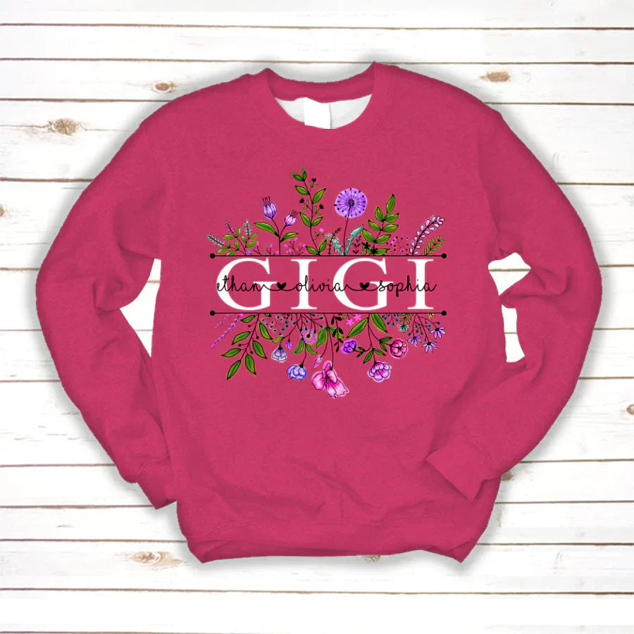 Wildflowers Gigi And Grandkids Watercolor Sweatshirt