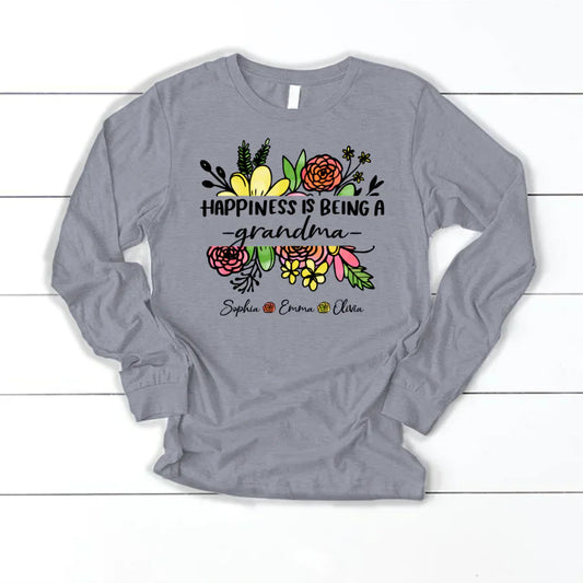 Wildflowers Happiness Is Being A Grandma And Grandkids Longsleeve