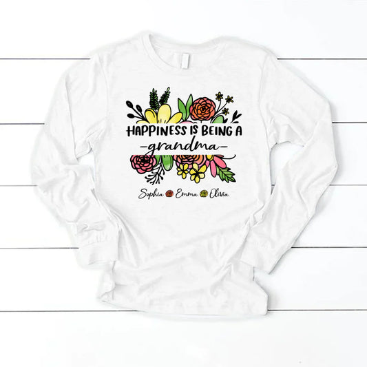 Wildflowers Happiness Is Being A Grandma And Grandkids Longsleeve