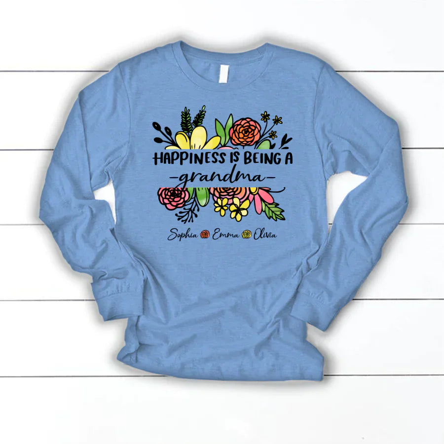 Wildflowers Happiness Is Being A Grandma And Grandkids Longsleeve