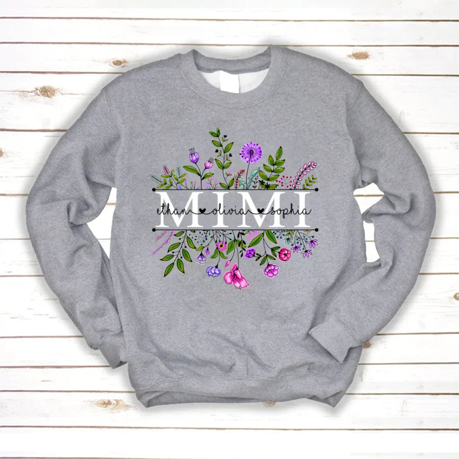 Wildflowers Mimi And Grandkids Watercolor Sweatshirt