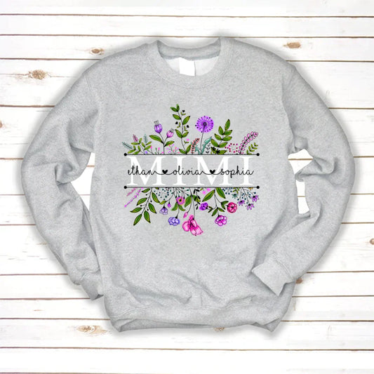 Wildflowers Mimi And Grandkids Watercolor Sweatshirt