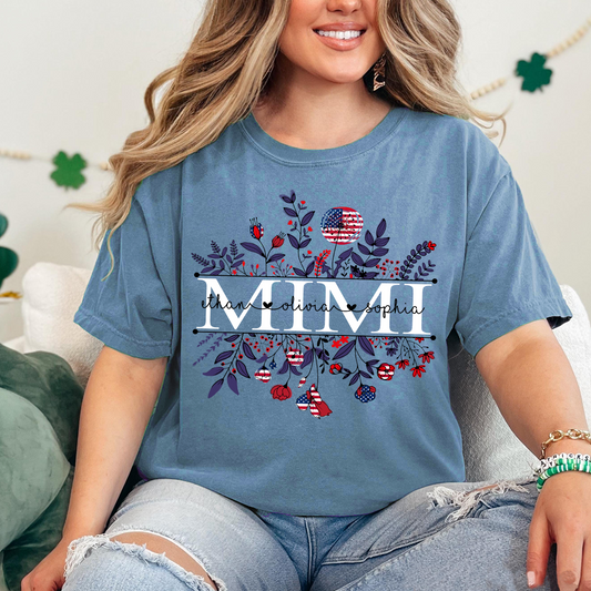Comfort Colors® Mimi Wildflower Flag American And Grandkids Shirt Gift for Grandma