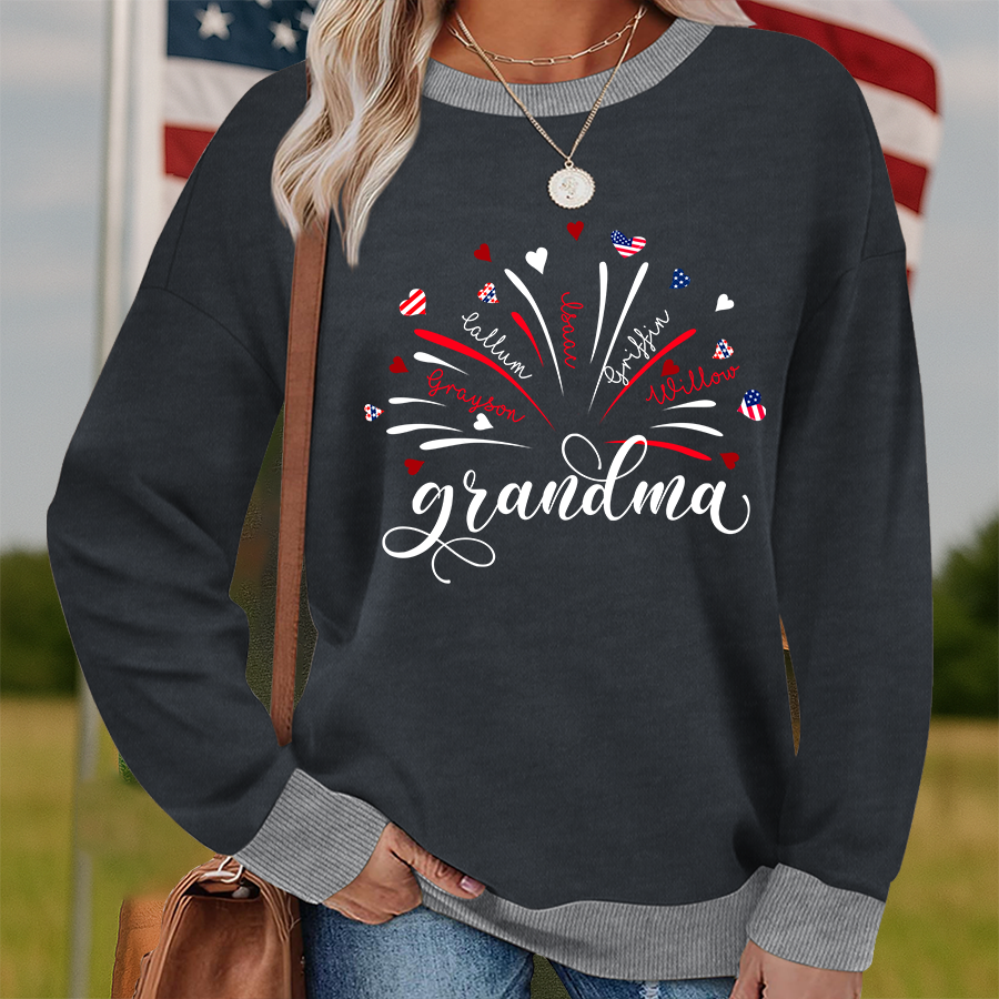 Firework America Flag Grandma And Kids New Sweatshirt