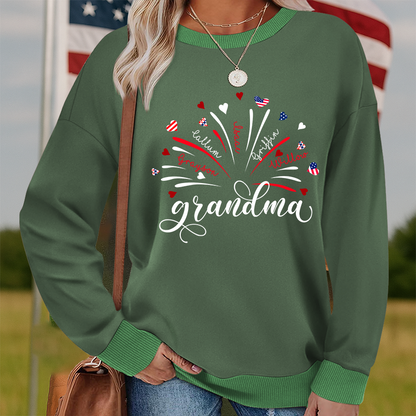 Firework America Flag Grandma And Kids New Sweatshirt