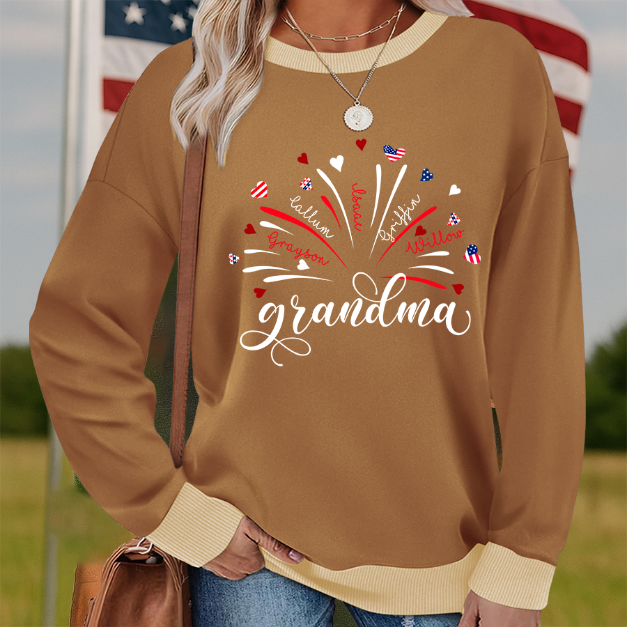Firework America Flag Grandma And Kids New Sweatshirt
