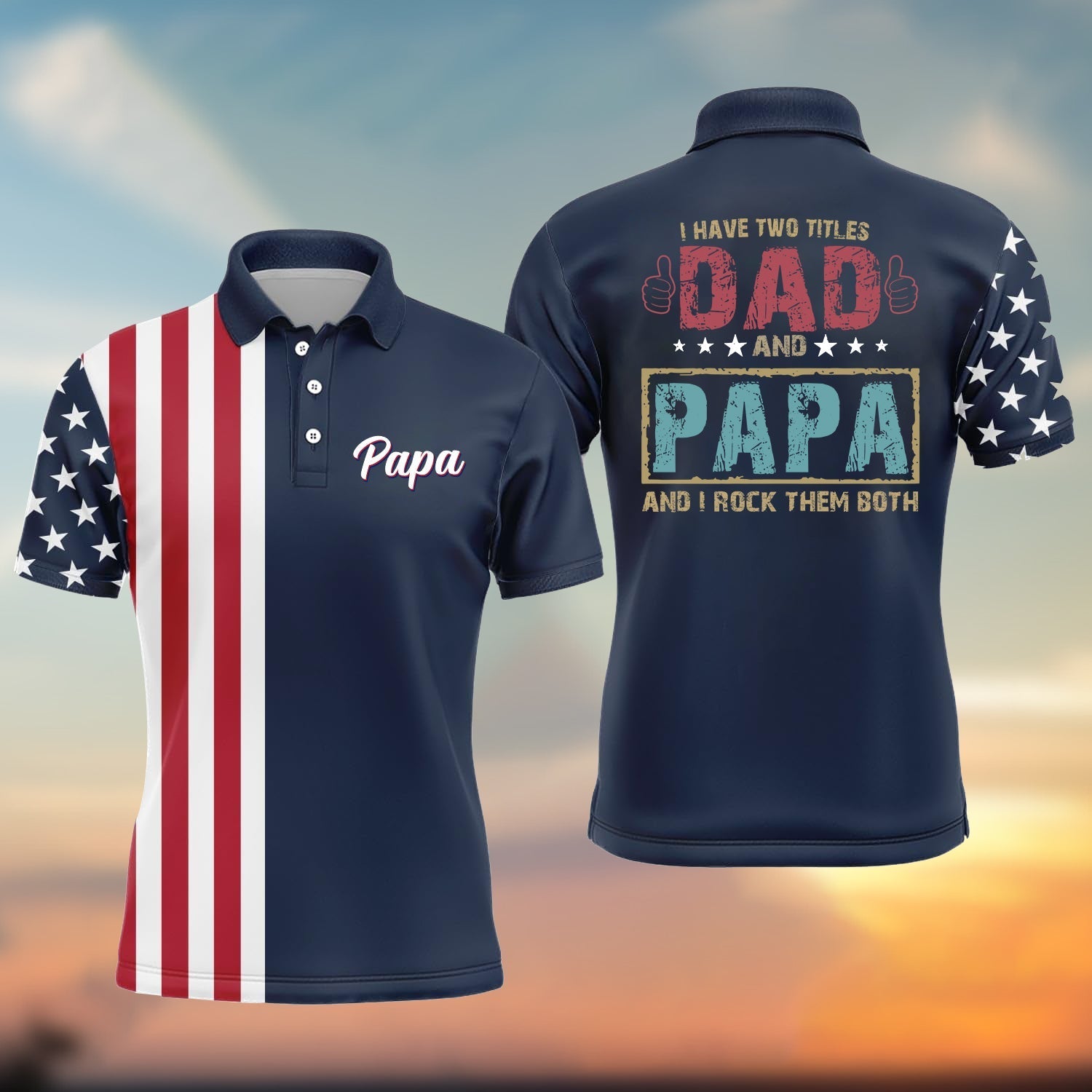 I Have Two Tittle Dad And Papa Polo Shirt, Father's Day Gift For Dad, For Grandpa