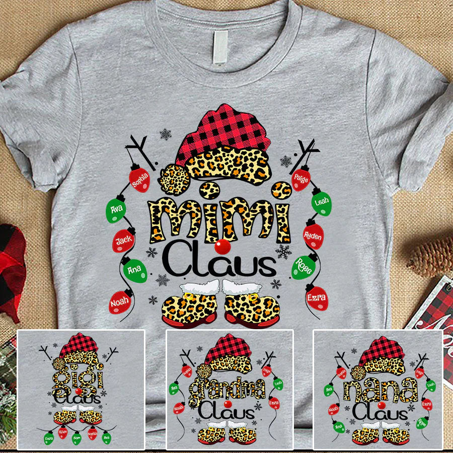 Mimi Claus Leopard Christmas, Lights Shirt