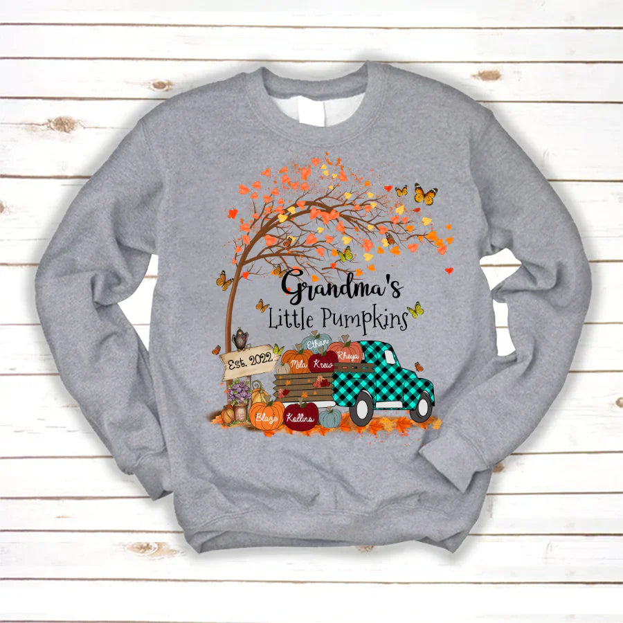Autumn Tree Grandma's Little Pumpkins Est Sweatshirt