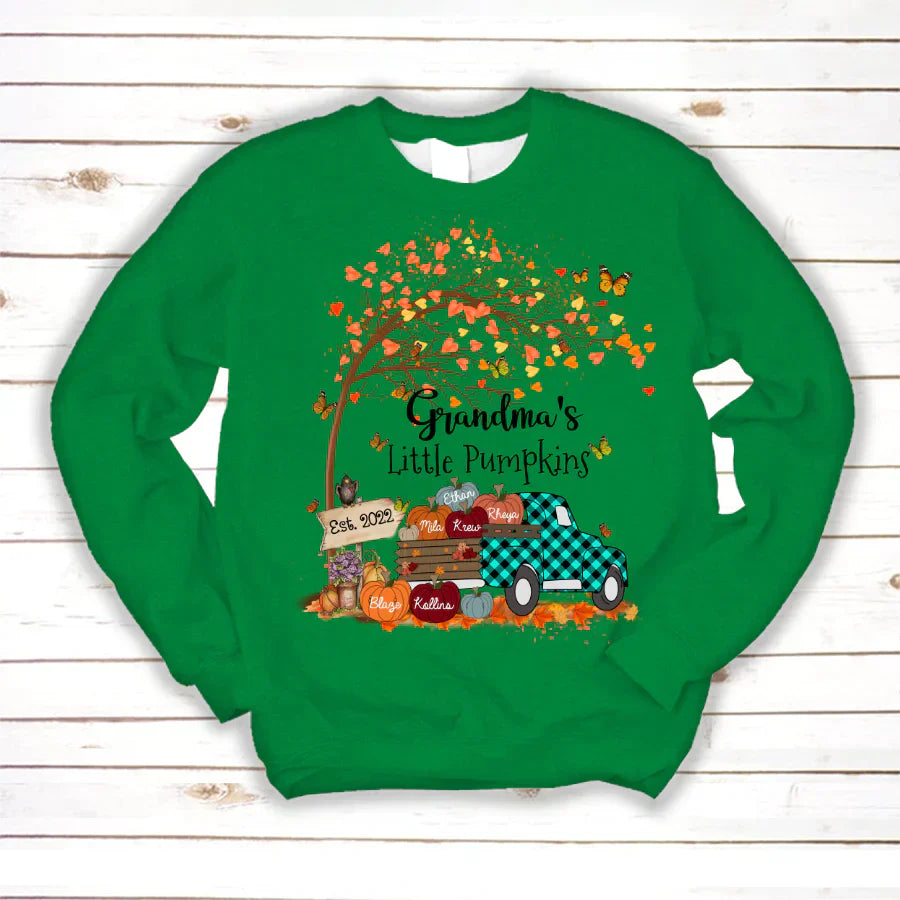 Autumn Tree Grandma's Little Pumpkins Est Sweatshirt