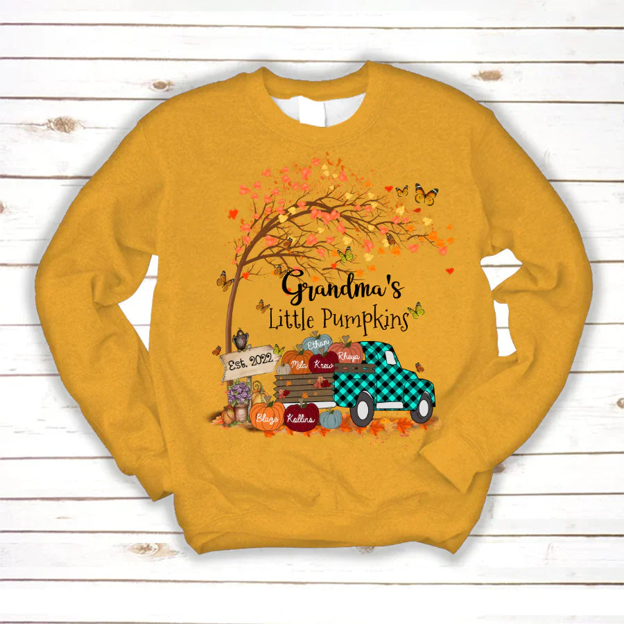 Autumn Tree Grandma's Little Pumpkins Est Sweatshirt
