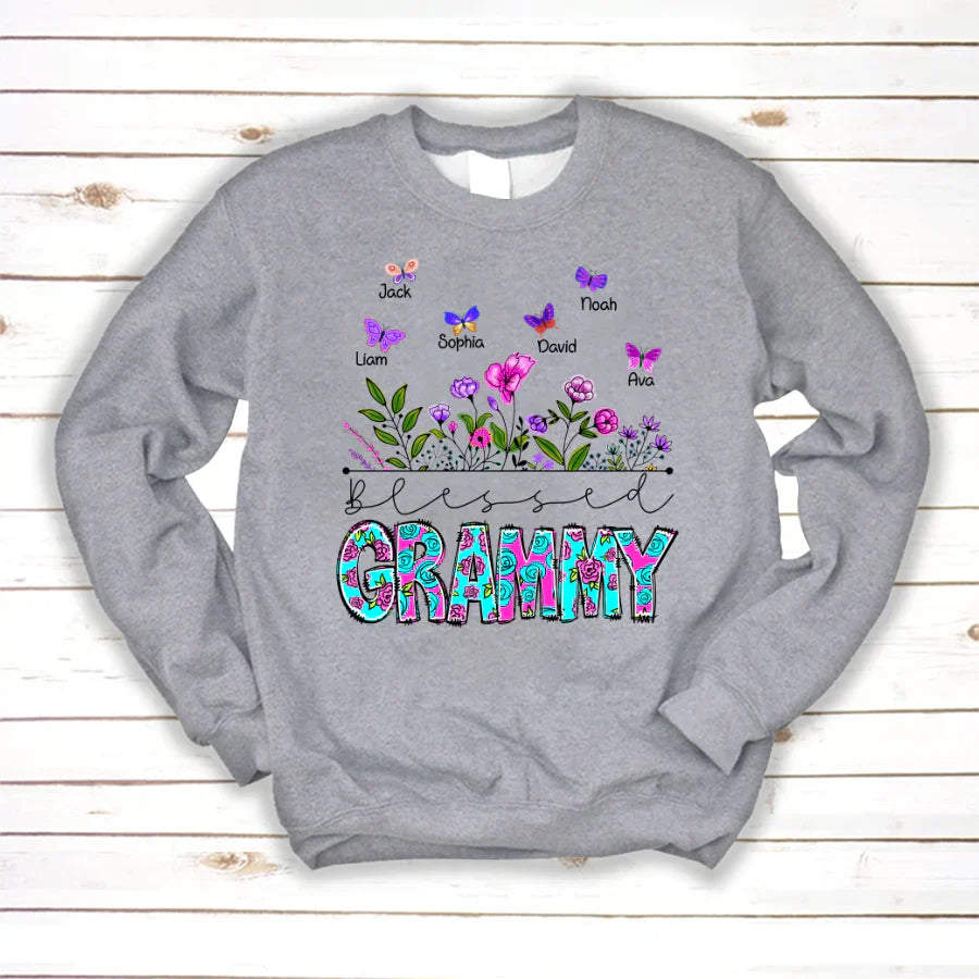 Blessed Grammy Wildflowers And Butterflies Shirts For Grandma Sweatshirt