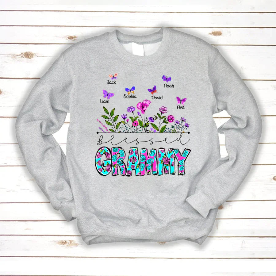 Blessed Grammy Wildflowers And Butterflies Shirts For Grandma Sweatshirt