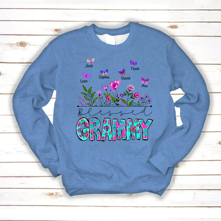 Blessed Grammy Wildflowers And Butterflies Shirts For Grandma Sweatshirt