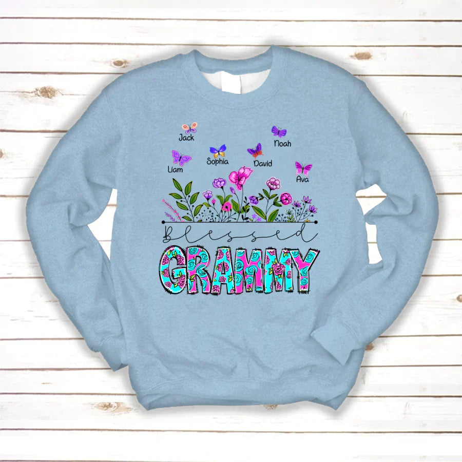Blessed Grammy Wildflowers And Butterflies Shirts For Grandma Sweatshirt