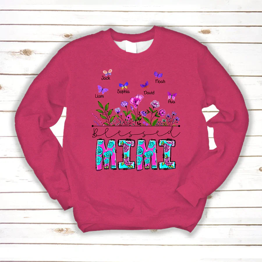 Blessed Mimi Wildflowers And Butterflies Shirts For Grandma Sweatshirt
