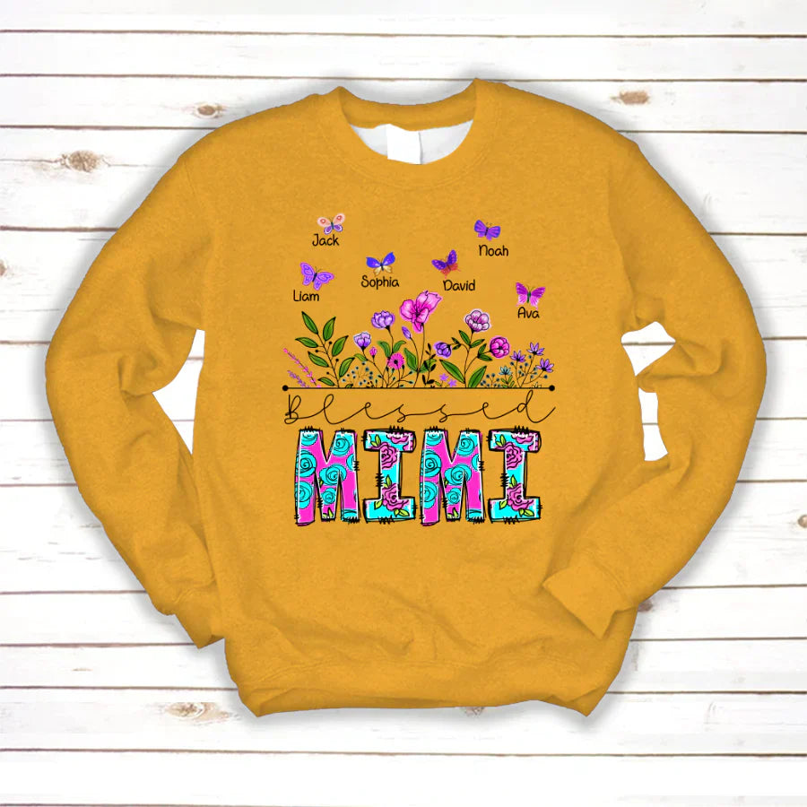 Blessed Mimi Wildflowers And Butterflies Shirts For Grandma Sweatshirt