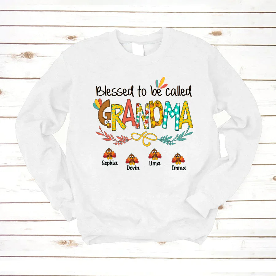 Blessed To Be Called Grandma Turkey Thanksgiving Sweatshirt