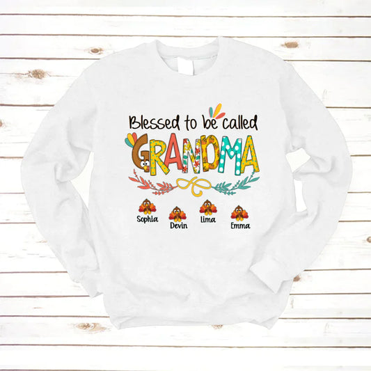 Blessed To Be Called Grandma Turkey Thanksgiving Sweatshirt