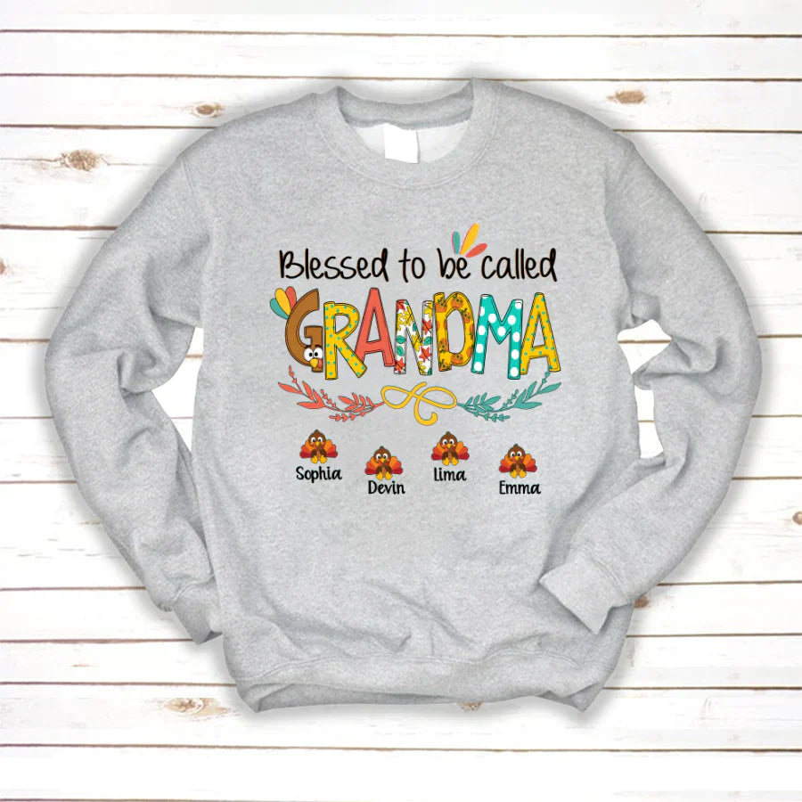 Blessed To Be Called Grandma Turkey Thanksgiving Sweatshirt