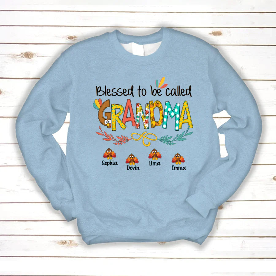 Blessed To Be Called Grandma Turkey Thanksgiving Sweatshirt