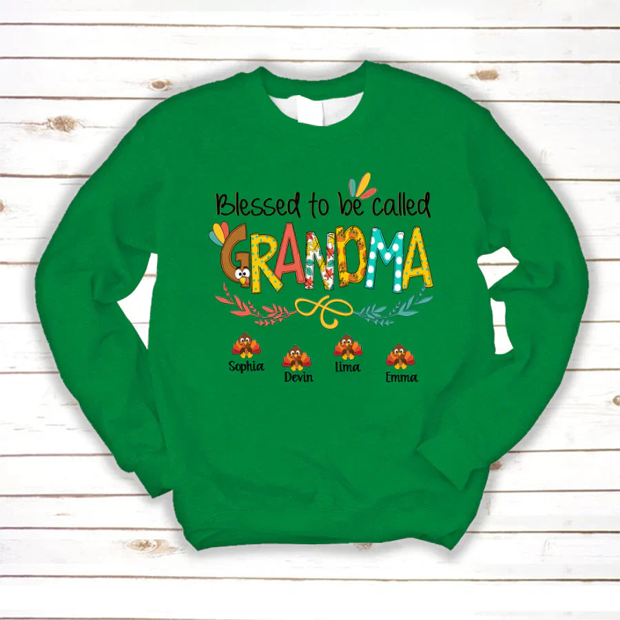 Blessed To Be Called Grandma Turkey Thanksgiving Sweatshirt