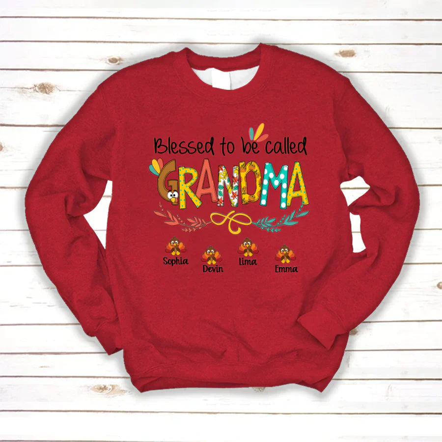 Blessed To Be Called Grandma Turkey Thanksgiving Sweatshirt